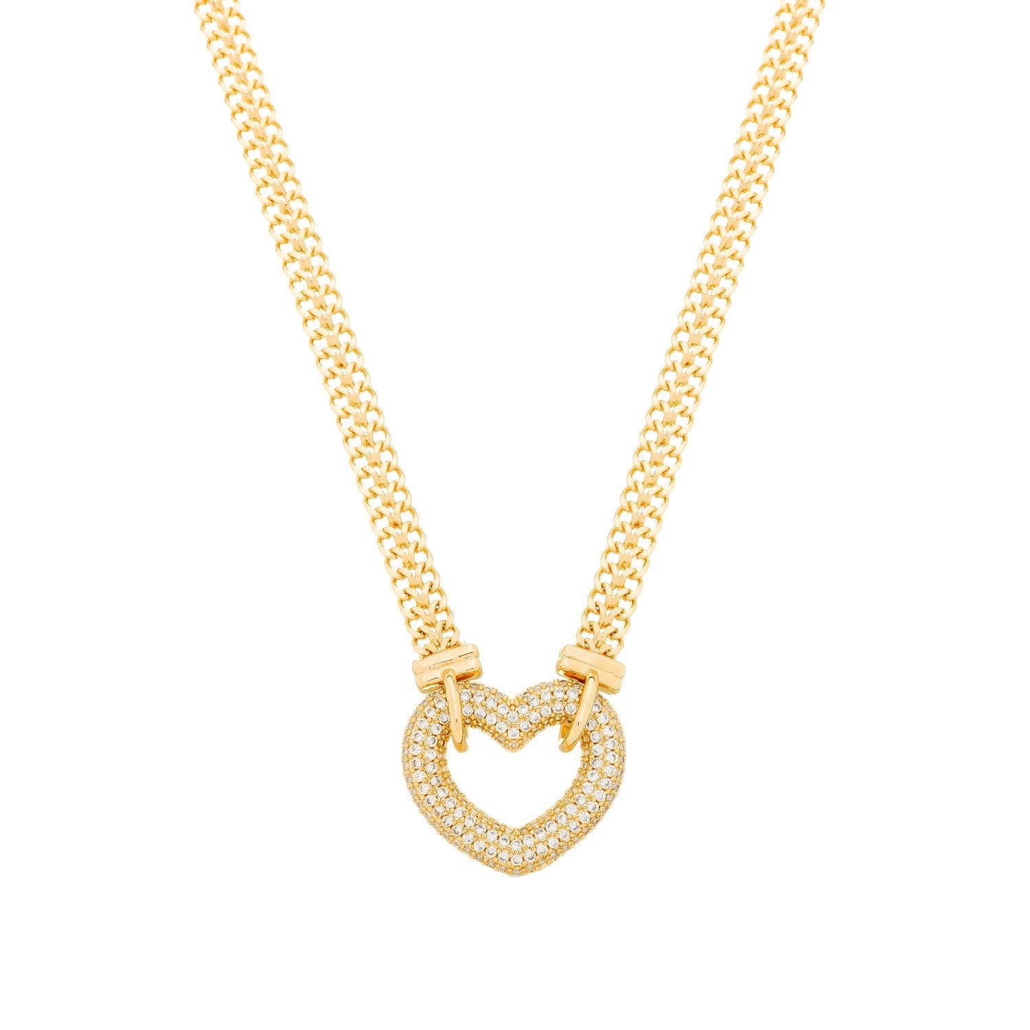Chocker Dourada de Coração Vazado Crevejado com Zircônia